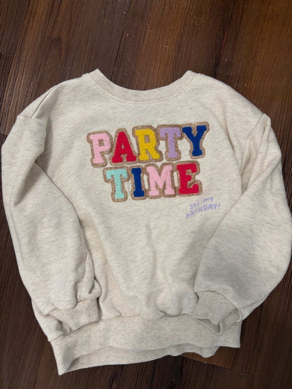 Party Time Cream Kids Sweatshirt with Colorful Appliqué